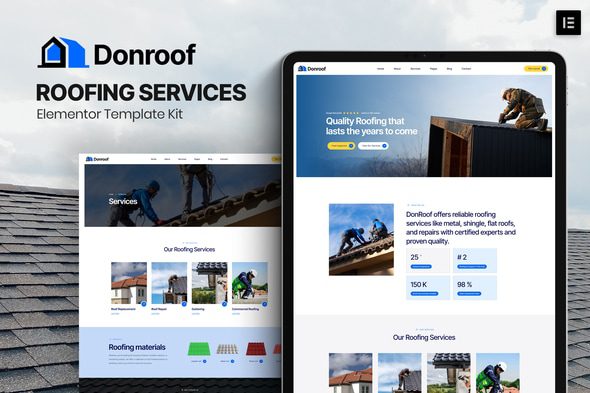 Donroof – Roofing Services Elementor Template Kit